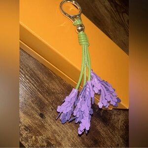 Loewe Lavender and Green Floral Keychain